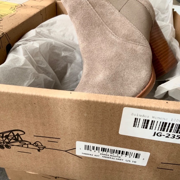 Soludos Emma Mineral Grey Suede Ankle Booties Leather Casual Block Heel Boots 10 - Picture 12 of 12